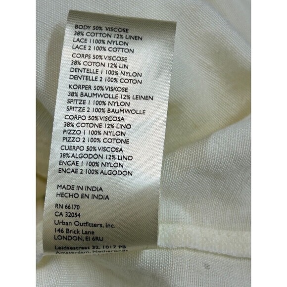 Free People Bella Women Cream Ruffle Front Sz M Tunic Shirt Dress Casual Mini N3 - Picture 12 of 12